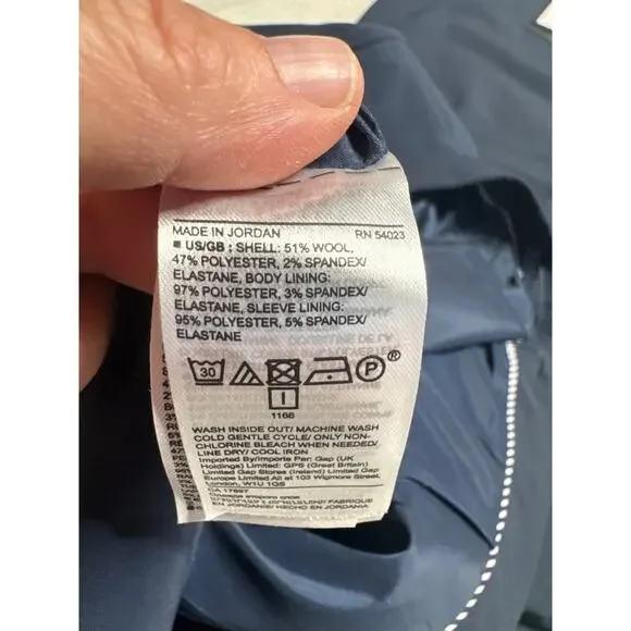 Banana Republic Suit Set Size 4 Dark Blue Italian Wool Skirt & Jacket NWT - Picture 7 of 9